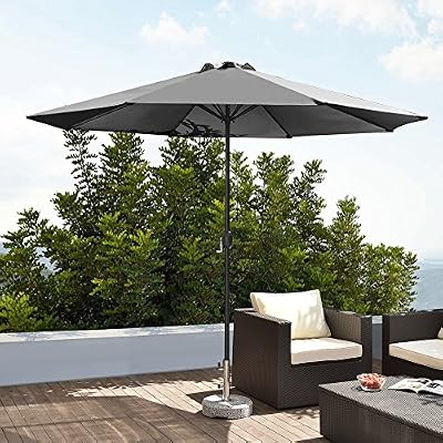 [casa.pro]® [casa.pro] parasol (Ø300cm)(gris)(aluminium) manivelle / parasol / parasol de marché / parasol de jardin / jardin
