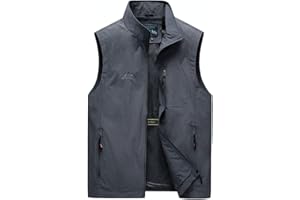 MeiLayM Herren Sommer Outdoor Weste Angelweste Leichte Ärmellose Weste mit Reißverschlusstaschen Lässig Funktionsweste Jagd Camping Fotografie Wandern Weste