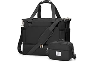 WINSPANSY Bolsa de Viaje,Grande Mochila Gimnasio Mujer Hombre Portatrajes con Compartimento Zapatos Maternidad Hospital Bolsa Fin de Semana Mano Gym Mujer Duffle Weekender Bag Negro