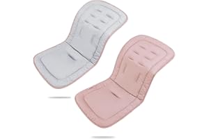 LAT LEE AND TOWN LAT Colchoneta Silla Paseo, Almohadilla Reversible para Cochecitos, Suave y Transpirable Algodón Funda Carrito Bebe Universal, Cojín Doble Cara para Silla de Auto y Carrito (Gris+Rosa)