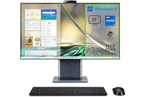 Acer Aspire S27-1755 Computer Fisso All in One, Pc Desktop, Processore Intel Core i7-1260P, Ram 16 GB DDR4, 512 GB SSD, Display 27" IPS QHD LCD, Intel Iris Xe Eligible, Wifi, Webcam, Windows 11 Home