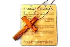 HOLYROSES Handcrafted Olive Wood Christian Cross Pendant from The Holy Land | Genuine Product HJW (Large) | Certificate of Origin & Exclusive Lord Jesus Prayer Card