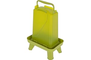 Kerbl Hobbyfarming Plastic Drinker with Feet, Automatic Water Supply, Stable Stand, Weather Resistant, Easy to Clean, with Carry Handle, Transparent Top, 3.5 L, Green