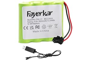 Fayerkar Batteria NiMH da 4,8 V, 2800 mAh, batteria ricaricabile AA4 RC con spina SM 2P e cavo di ricarica per auto telecomandate, fuoristrada 4WD Tank.