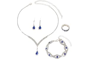 FDEETY Gioielleria Parures per Donne con Zirconi Cubici Collana con Ciondolo in Strass Orecchini Bracciali Set per la Sposa Zirconia Damigella D'onore Gioielleria