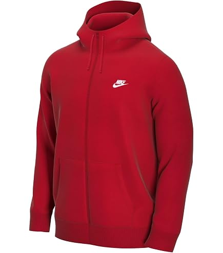 NIKE Men M Nsw Club Hoodie Fz Bb Sweatshirt - University Red