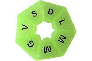 INTE PortaPillole Settimanale (ITALIANO), Portapillole a 7 Scomparti per 7 Giorni, Tascabile, Organizer Settimanale per Medicinali, Scatola per Farmaci Settimanale, Forma Esagonale (Verde)