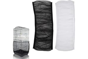 LAKJUOZ Cubierta De Jaula,2 Cubiertas Universales De Jaula, Cubierta De Malla, Para Loros Ajustable, Malla De Nylon Suave, Para Jaulas（Negro,Blanco）