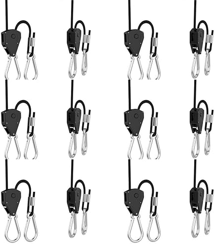 Adjustable Rope Ratchet Grow Light Fixture Rope Plant Hanger For Double