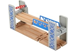 LIBOON Train Accessories Railway Bridge for Wooden Tracks, 2-Level Overpass Compatible with Thomas, Brio, Melissa and Doug Railroad Track