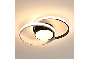 Delaveek Plafonnier LED Rond, Luminaire Plafonnier Moderne, 42W Lampe de Plafond Lumière Chaude 3000K 4725LM pour Salle de Chambre, Cuisine, Salon, Balcon, Dia 40cm, Noir