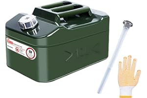 Zemoeng Jerry Can 10L Metal, Petrol Can with Flexible Spout, UN Approved Fuel Can for Petrol Diesel and Other Dangerous Goods - Green