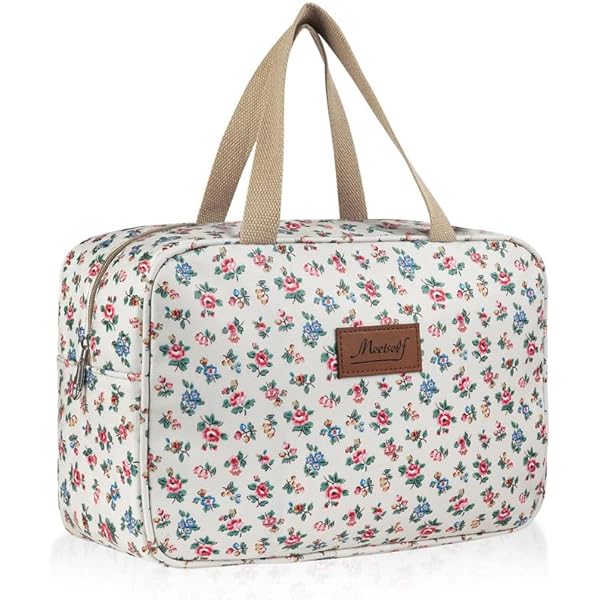 Grande Trousse De Toilette De Voyage Imperméable IGNPION - Motif Floral Beige