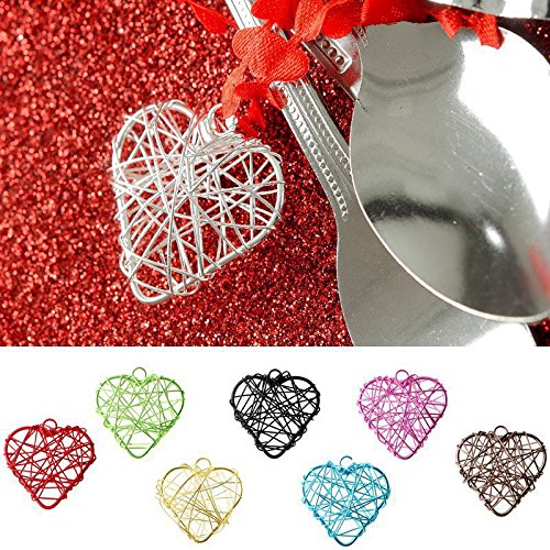 Dekoanhänger in türkis aus Draht in Herzform – Inhalt pro Packung 6 Stück - 2