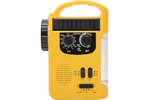 HYUDUO Hand Crank Solar Radio AM FM SW Emergency Radio with LED Flashlight Reading Survival Portable Light MP3 Player for Outdoor Camping or Home(yellow)