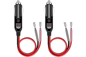 KMUQSHY 2 Piezas Conector Mechero de Coche Macho 12V/24V, Cable Mechero Coche 16AWG con Fusible de Seguridad 15A e Indicador LED, Enchufe Encendedor de Cigarrillos para Accesorios Automotrices