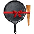 The Indus Valley Pre-Seasoned Cast Iron Tawa with Free Wooden Spatula for Dosa/Chapathi | 25.7cm/10.3 inch, 2kg | Induction Friendly | Naturally Nonstick, 100% Pure & Toxin-Free, No Chemical Coating