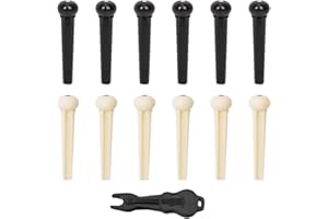 DHSBGWSX 12 Stück Stimmnägel für Akustikgitarren, 1 Stück Gitarren-Qin, Stimmnägel für Gitarrensaiten, Musikinstrument-Gitarren-Bridge-Pins, Dialer-Tools