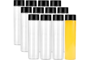 YBCPACK 12 Pack 13.6 OZ (400 ml) Clear PET Plastic Bottles with Black Lids - Smoothie Drink Bottles Ideal for Water, Juice, Milk and Other Homemade Beverages