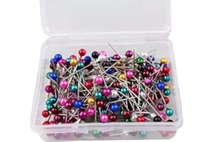 Harlington Group Dressmaking Pins - 200 PCs Round Pearl Head for Wedding, Decorating Crafts, Sewing - Stainless Steel Dressmakers Pins (Multicoloured)