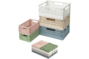 Aiareozy 3 Pezzi Cassetta Plastica Pieghevole e 2 Mini Cesti Portaoggetti, Cassette Plastica Pieghevoli, Scatola Portaoggetti Pieghevole, per Camera da Letto, Ufficio, Bagno, Cosmetici