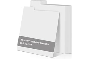 CODOHI Lot de 20 intercalaires réutilisables en plastique avec onglets, 31,5 x 34 cm, pour organisation à 33 tr/min, blanc