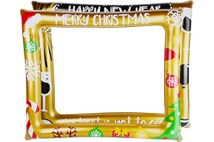RCIDOS Christmas Inflatable Photo Frame New Year Decorations Inflatable Frame for Photo Box Accessories Happy New Year and Christmas, Double-Sided Photo Props Photo Booth Props for Party Accessories