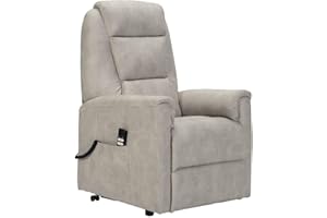 Sime David 2 Moteurs Fauteuil Electrique releveur Dispositif Médical 2 Roues siège à Micro-Ressorts Similicuir fauteuils pour Personnes âgées Fauteuil de Relaxation Gris Claire