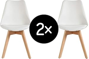 Krok Wood Oliver Dining Room Chair Living Room Office Chair Classic Design Beech Legs (White, 2)