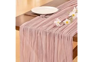 Socomi Cheesecloth Table Runner 10ft - Gauze Boho Rustic Dusty Pink for Baby Shower Decoration, Wedding, Easter, Summer