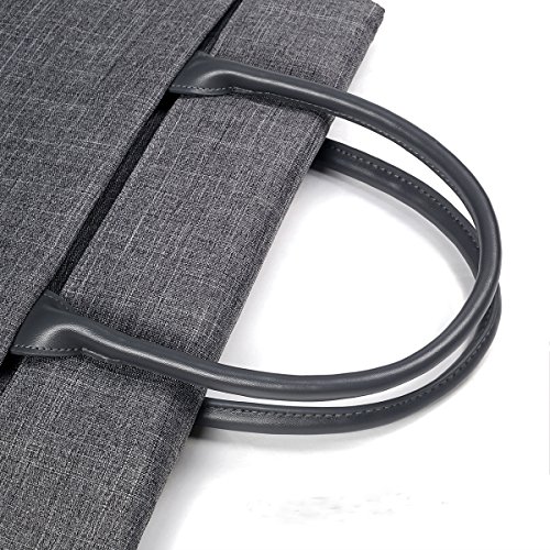 Arvok 15-15,4 Zoll MacBook Pro/Retina Tasche Hülle Schutzhülle Laptoptasche Laptophülle Huelle Aktentasche Canvas-Gewebe Mit PU Leder LaptopSleeve Mit Griff Reißverschluss-Tasche Für Ultrabook/Ultra Slim Netbook/ Tablet , Grau - 3