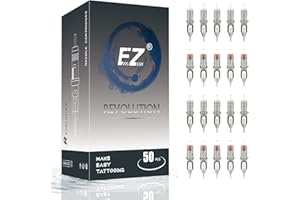 EZ TATTOO EZ Agujas para Cartuchos de Tatuaje Surtidos - 50piezas #10 Mixto (3RL 5RL 7RL) & #12 Mixto (5RS 7RS) Round Liner/Shader Aguja de Tatuaje para el Suministro de Máquinas de Tatuaje - Revolution