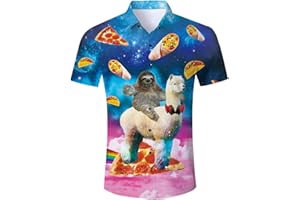 Tuonroad Męska koszula hawajska Funky, 3D, z krótkim rękawem, z zapięciem na guziki, na czas wolny, rozmiary M–XXL