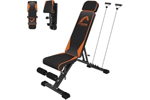 Dskeuzeew Adjustable Weight Bench, 880LBS/400KG Stable Strength Training Bench with Resistance Bands, Fast Folding Multi-Functional Incline/Decline Gym Bench for Home Full Body Workout