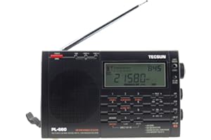 SIHUADON Tecsun PL-660 Dual Conversion Portable Digital Radio FM Stereo/MW/SW/LW/SSB/Air Band Receiver Time Display Alarm Clock Good Choice for Navigation and Amateur Radio Enthusiasts (660EU-Black)