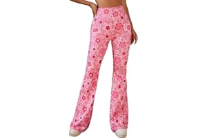EVELUST 70s Flare Pants for Women - Rave Festival Wide Leg Leggings High Waist Bell Bottom Disco Costume Yoga Trousers