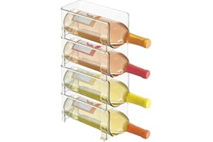 mDesign Modułowy stojak na wino – Nowoczesne półki na wino wykonane z plastiku – Regał na wino mieszczący 4 butelki – 4-pack – Przeźroczysty