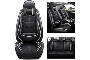 maiqiken Funda de asiento de coche para Audi A5 Sportback Cupé 2010-2024, set completo para 5 asientos, para todo tipo de climas, funda de asiento de cuero, negro y blanco