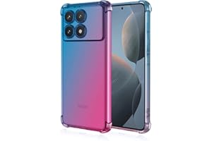 EASSGU Funda para Poco X6 Pro 5G (6.67" Inches), Carcasa Protectora de Color Degradado Transparente, Case para Teléfono Anticaída y Antiarañazos - Azul Rosado
