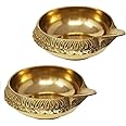 PR International Kuber Diya Puja Set of 2 Brass Kuber Diya Oil Lamp for Home Decoration for Diwali Festival and All Occasions