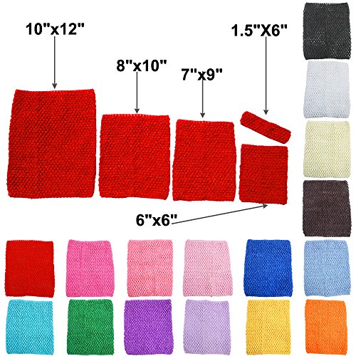 TtS 1.5"x6" 6"x6" 7"x9" 8"x10" 10"x12" Crochet Tube Top Infant Dress elastic Waistband Headband Tutu Supplies For Baby Girls 16 Colours (7"x9" Red)