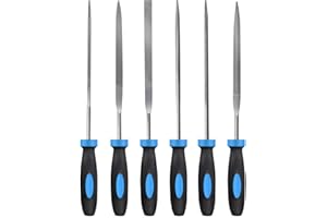 MORROWIND 6-Piece Needle File Set, Diameter 3 mm Length 140 mm Hardened Alloy Steel Mini File for Metal Wood Plastic, Includes Flat, Warding, Square, Triangular, Round, Half-Round, Blue