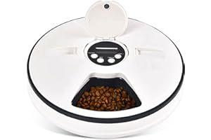 Savieva Automatic Dog Cat Feeder - Holiday 6 Meal Cat Food Bowls for Wet or Dry Food, Automatic Pet Meal Food Dispenser with Timer and Voice