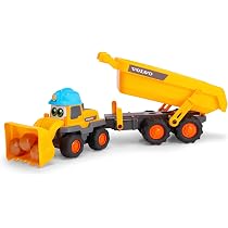 Dickie ABC - Danny Digger - Véhicule pelleteuse (25 cm) pour enfants à partir de 2 ans - Véhicule Volvo motorisé pour travaux avec bras pelleteuse mobile, fonctions jouet, lumière et son (204114013