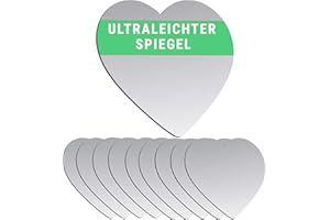 ‎FALKENHORN Falkenhorn Handspiegel – doppelseitiger, ultraflacher Acryl-Spiegel in Herzform, ideal für Basteln, Kinder, DIY, Dekoration, Geldbörse oder als Geschenk – 5,5 cm (Herzform), 10 Stück