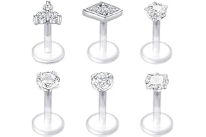 Briana Williams Labret pręty mocujące do ust z sztyftem bioflex CZ 16G 6 mm piercing