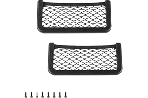 LuuMingCM 2 Pack Car Storage Net Bags Self Adhesive Black Mesh Organizer Nets with Plastic Frame Elastic 20x9cm Car Net Pockets for Car Truck