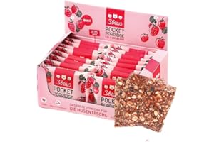 ‎3BEARS 3Bears Pocket Porridge Oat Bar - Elegant Strawberry | 16 x 55 g Vegan Cereal Bars with Aromatic Strawberry Flavour and 38% Whole Grain Oatmeal I as a Fibre-Rich Snack To-Go
