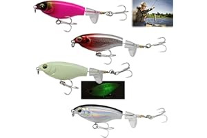 HAPLOS Leurre De PêChe, Topwater Leurre De PêChe Flottant, Poissons Nageur Flottants, avec Crochet Bkk Queue Rotative pour Perche Et Poisson-Chat, Leurres De TraîNe pour d'eau Douce Et d'eau SaléE