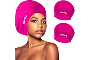 YOGINGO 2 Pieces Extra Large Swimming Cap for Long Hair - Swim Cap Designed for Dreadlocks, Weaves, Hair Extensions, Braids, Curls & Afros - Swimming Hat Women & Men